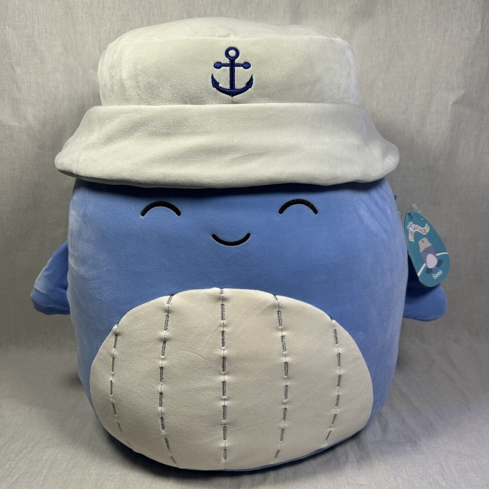 NWT Squishmallows Samir The Blue‎ Whale With Sailor Hat 16 Inch Christmas 2024